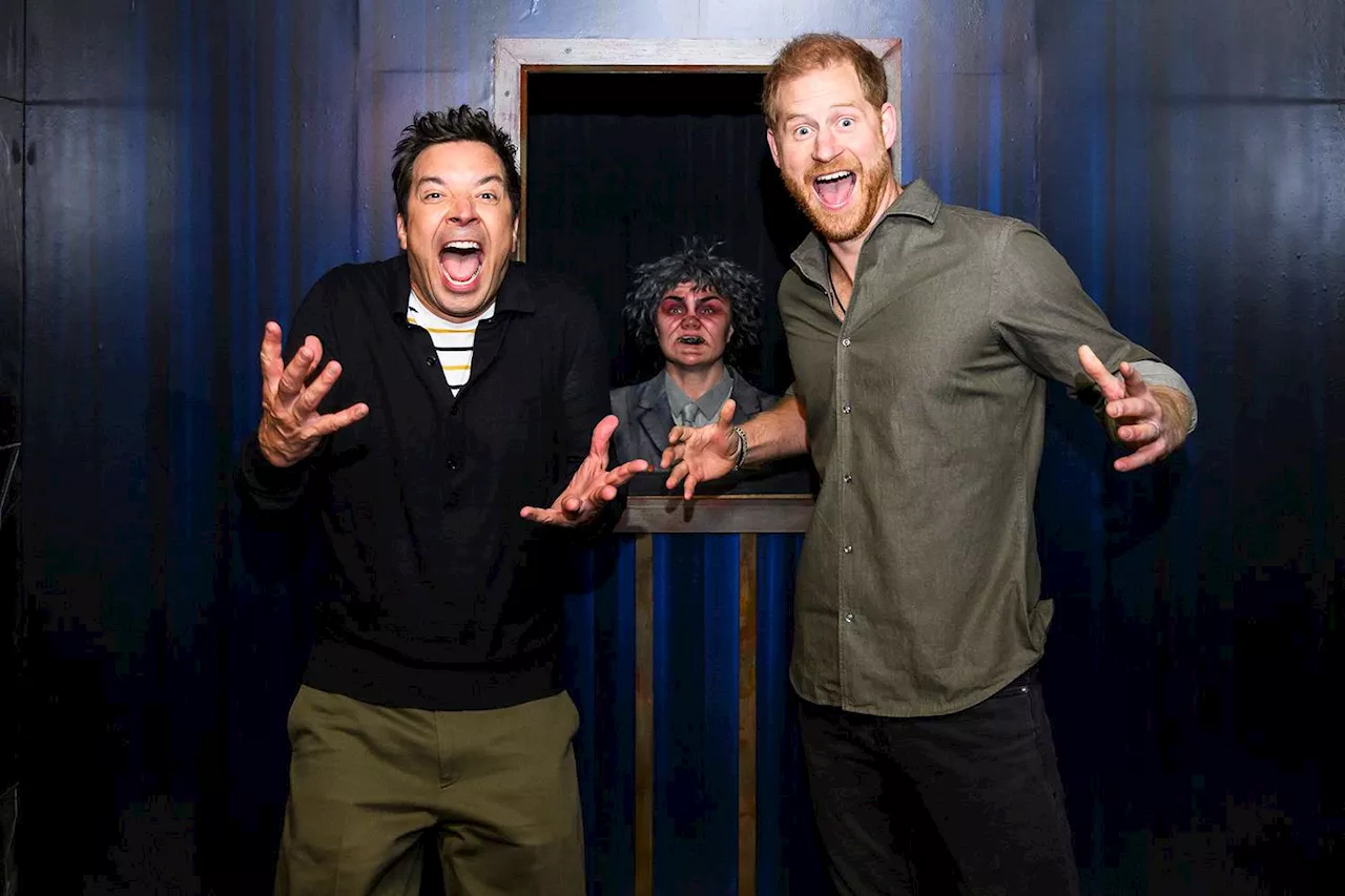 Prince Harry Surprises on Tonight Show, Joins Jimmy Fallon for Haunted Maze Experience