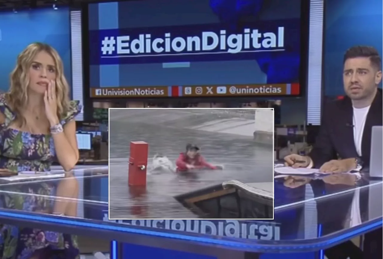 Periodista de Univision sufre inesperado contratiempo mientras informa en vivo sobre el huracán 'Helene'