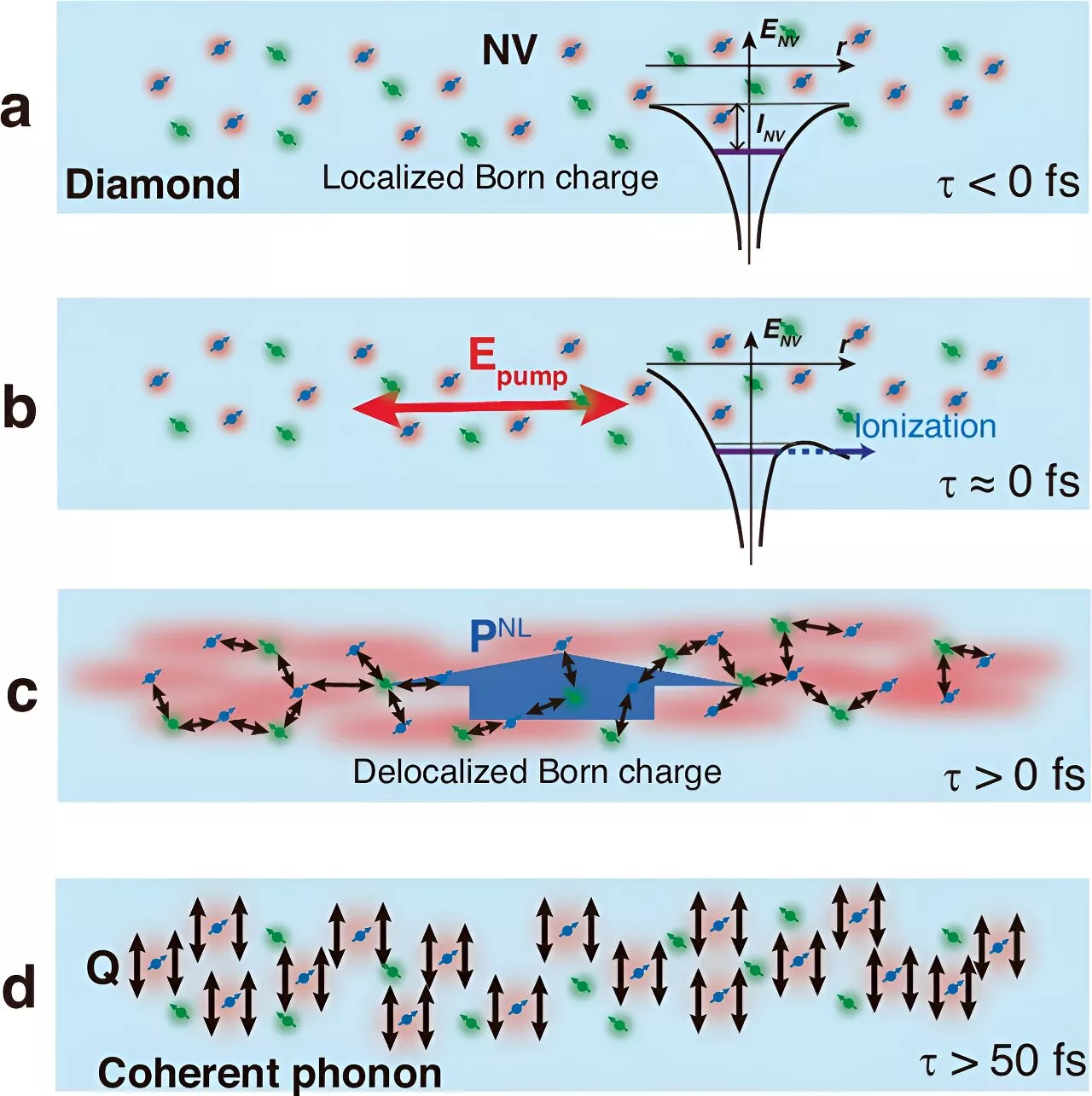 Discovering quasiparticles ejected from color centers in diamond crystals