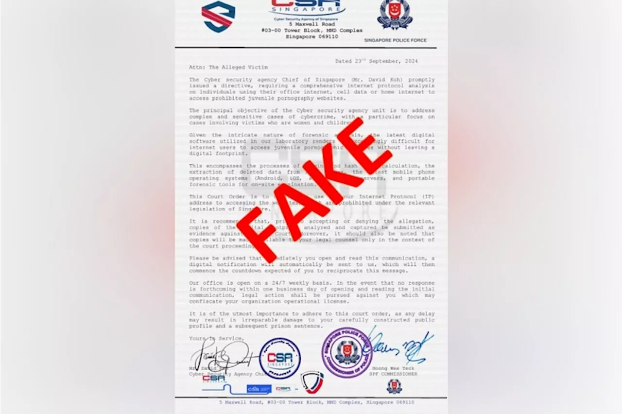 Scammers Impersonate CSA and Police Officers Using Fake Court Orders