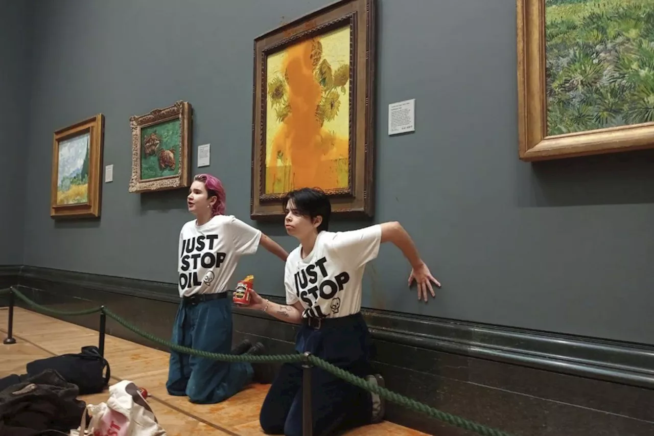 Van Gogh paintings vandalized at a London gallery after 2 activists were sentenced in similar attack