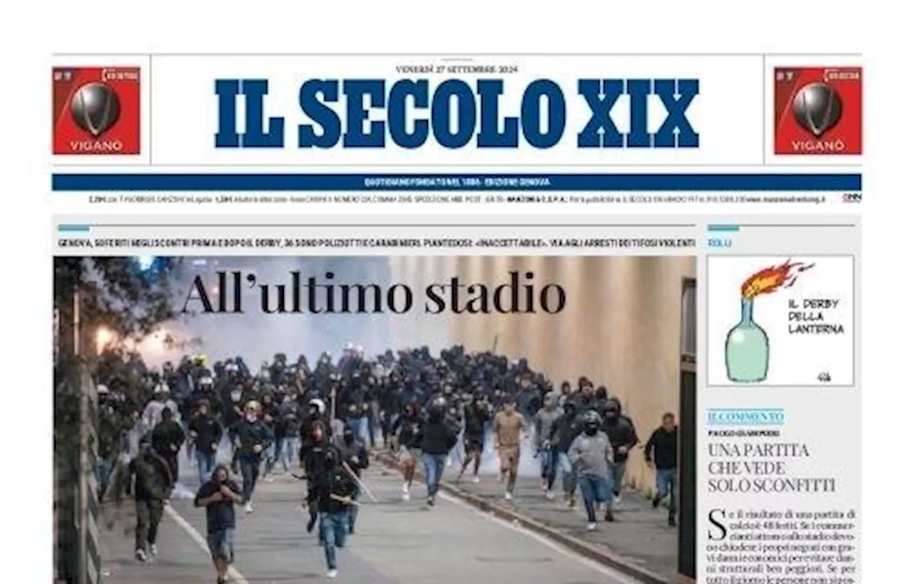 L'apertura de Il Secolo XIX: 'Genoa-Juve a porte chiuse, doppio stop ai blucerchiati'