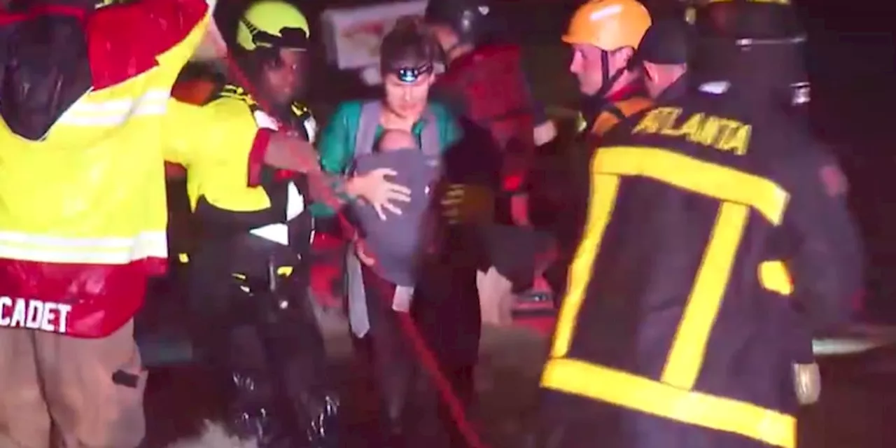 WATCH: More than 2 dozen rescued from floodwaters in Atlanta, including woman and baby