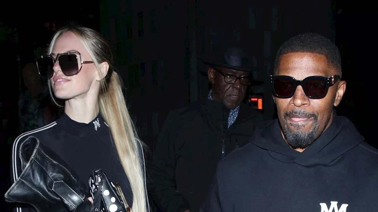 Jamie Foxx holds hands with girlfriend Alyce Huckstepp following a romantic dinner date in Los...