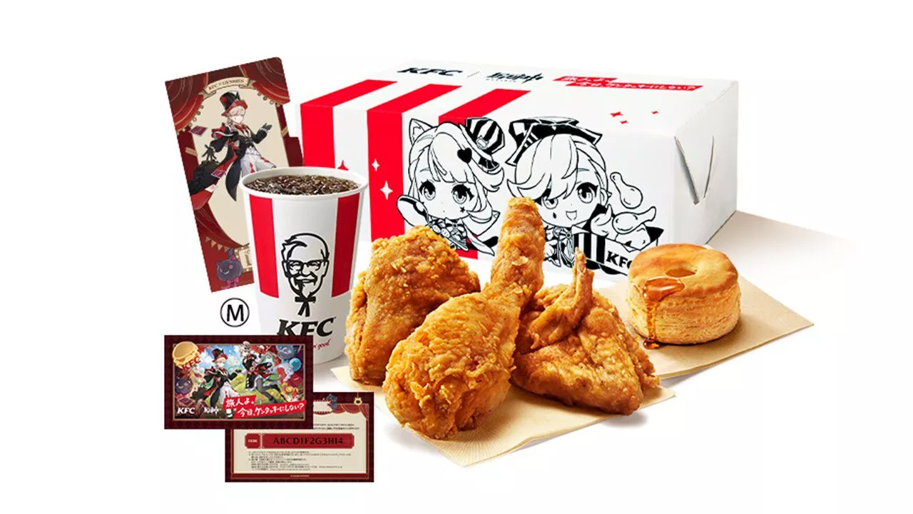 『原神』×KFCのコラボパックが10月2日～31日に期間限定で販売。リネとリネットがデザインされた特別パッケージ。チケットファイルやゲーム内アイテムもゲットできる