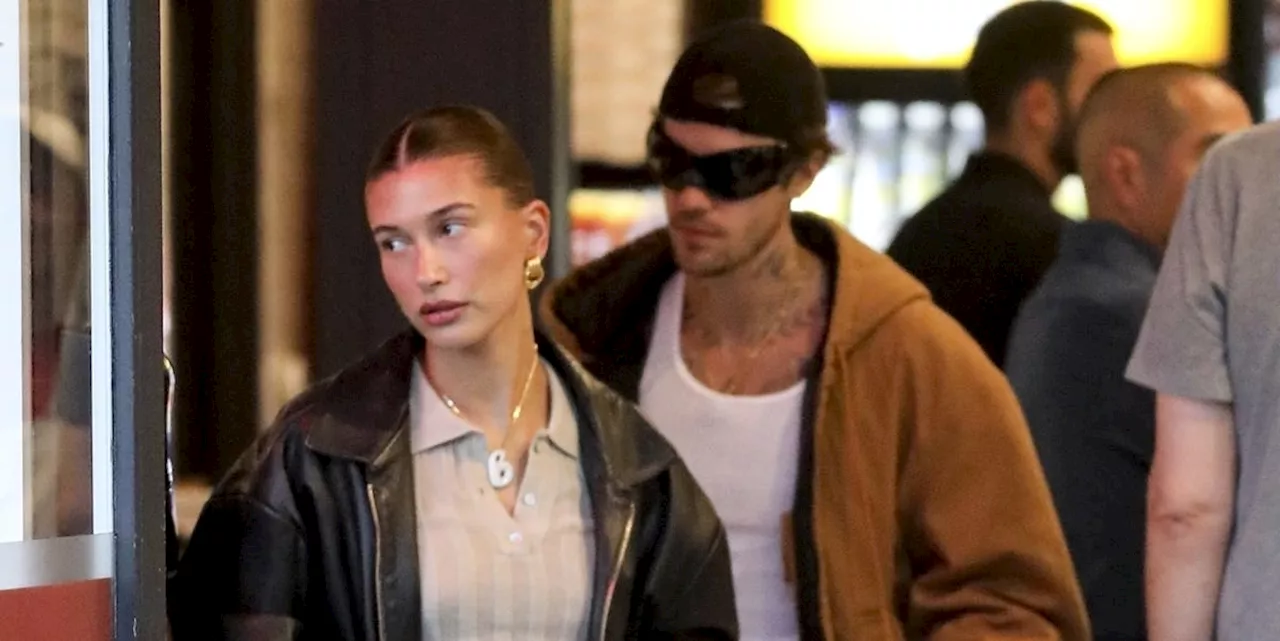 Hailey Bieber Styles Leather on Leather for Date Night with Justin