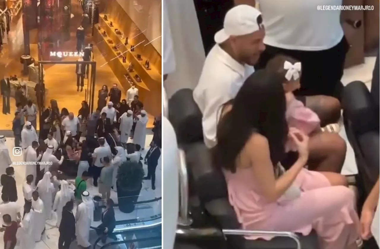 Neymar causa tumulto em passeio com Bruna Biancardi e filha em Dubai