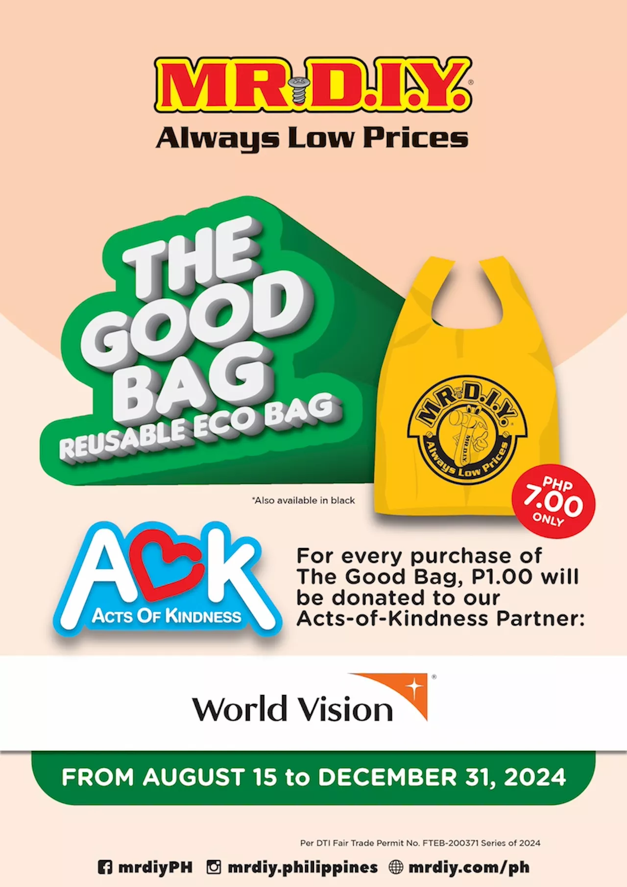 The good deeds continue with MR.DIY Philippines’ “The Good Bag” campaign