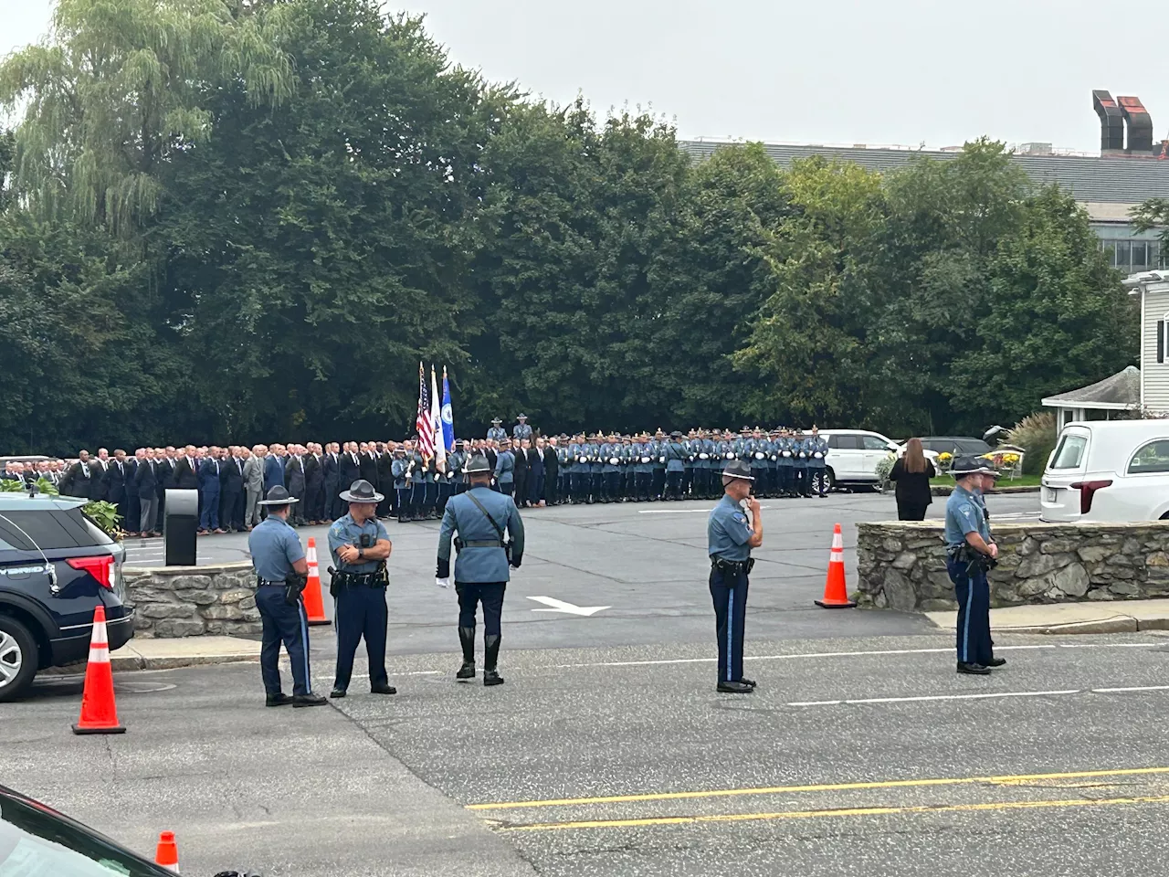 Large law enforcement presence at funeral for MSP trooper who died at academy