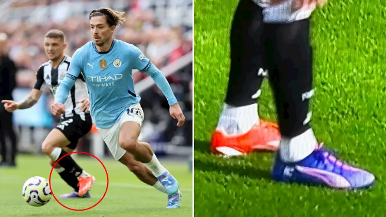 Fans baffled as Kieran Trippier spotted wearing two different types of boots against Man City