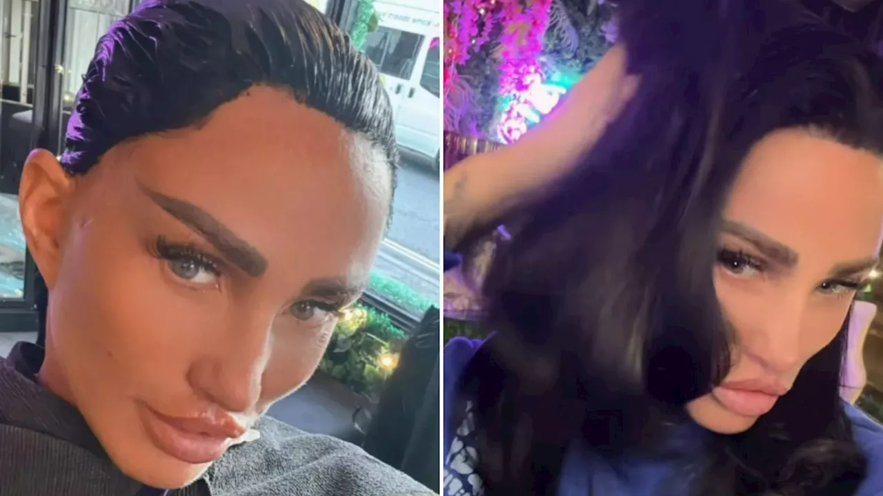 Katie Price shows off new hair transformation as son Harvey falls asleep at salon while waiting for her...