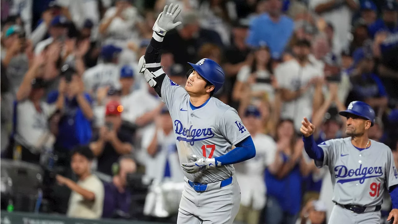 Ohtani launches homer No. 54, steals 57th base as NL West-champion Dodgers power by Rockies