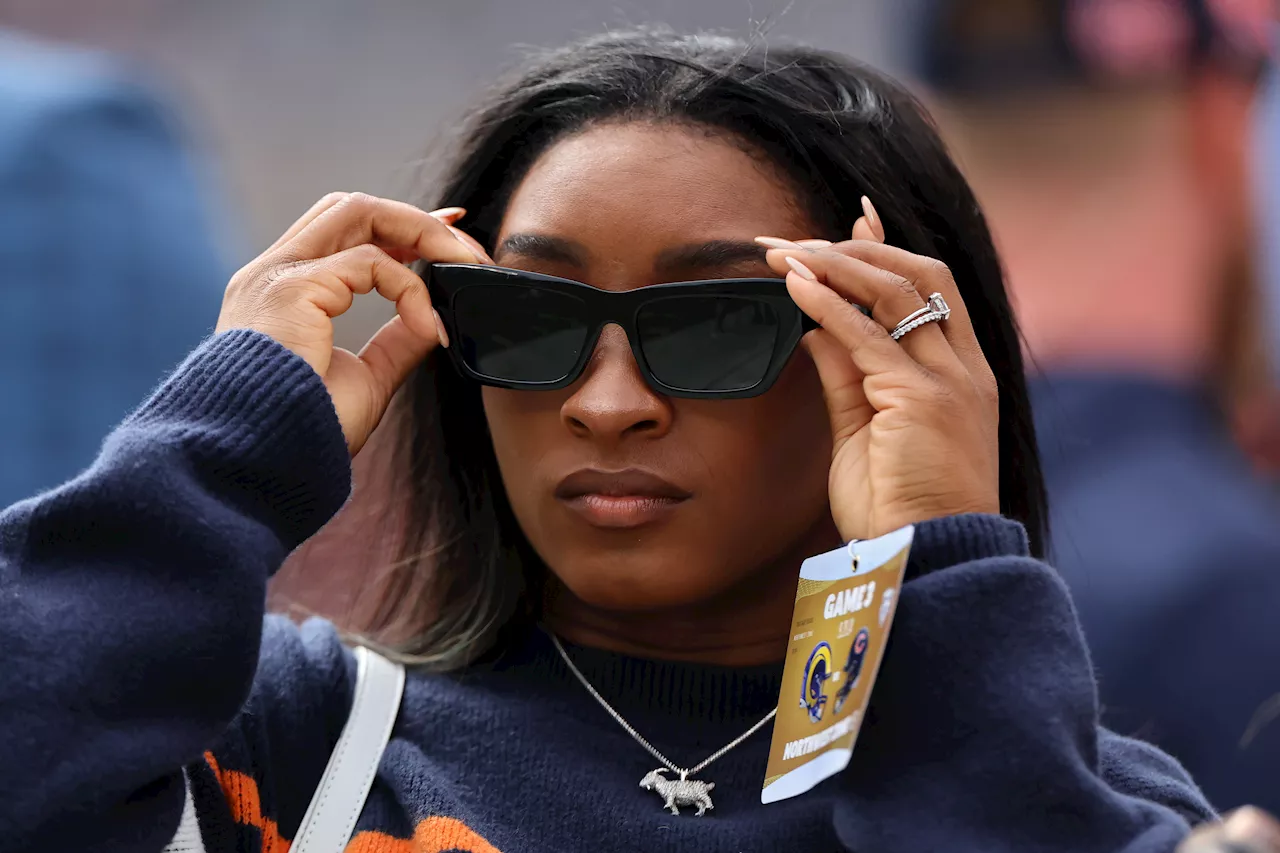 Simone Biles rolls into Soldier Field for Rams vs. Bears showdown in style