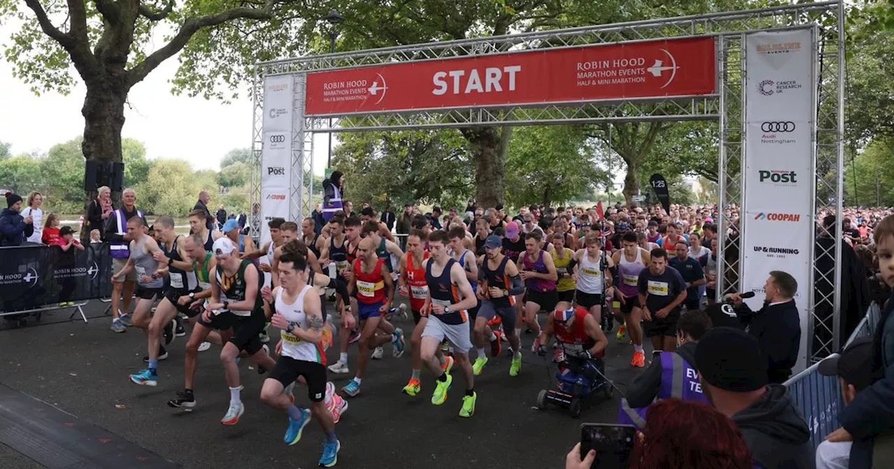 Robin Hood Half Marathon live: Runners beat gridlock traffic to join huge race