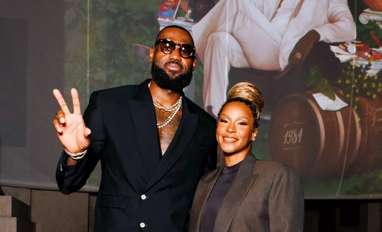 LeBron And Savannah James Celebrate His Limited-Edition Hennessy Bottle In Stylish Suits