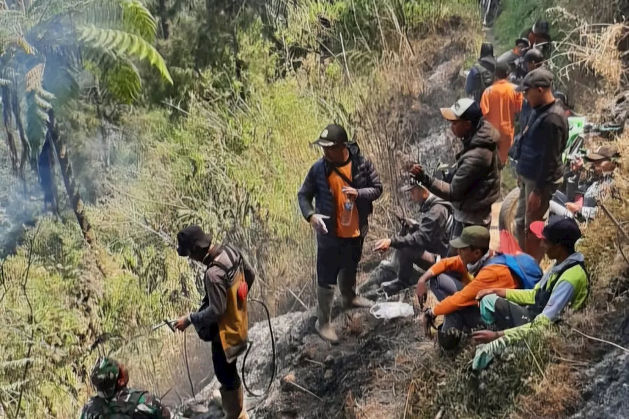 Petugas gabungan padamkan karhutla di Blok Pusung Buntung TNBTS