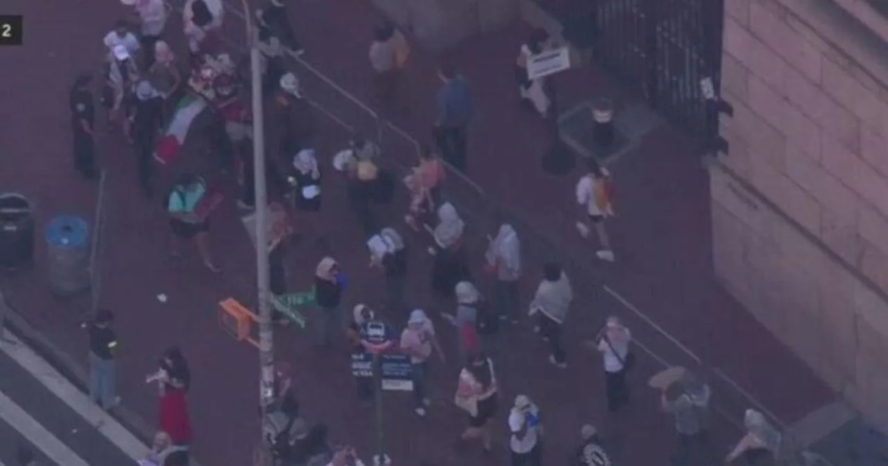 Protests outside Columbia University demand the school divest from Israel