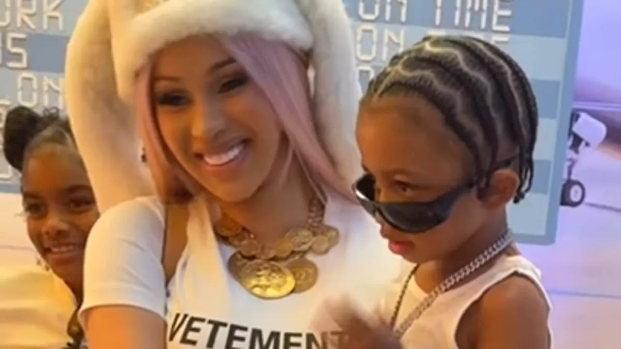 Cardi B reunites with Offset for son Wave's third birthday party