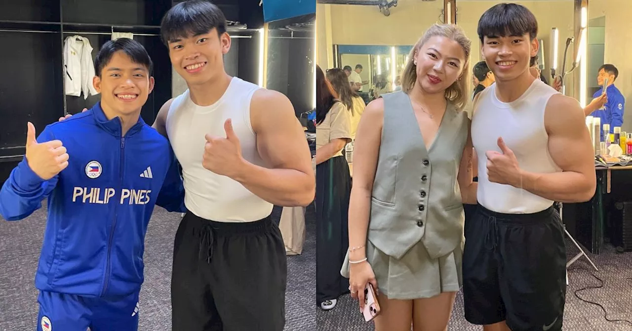 Carlos Yulo ka-look alike Andres Santos meets Olympic champ, GF Chloe San Jose