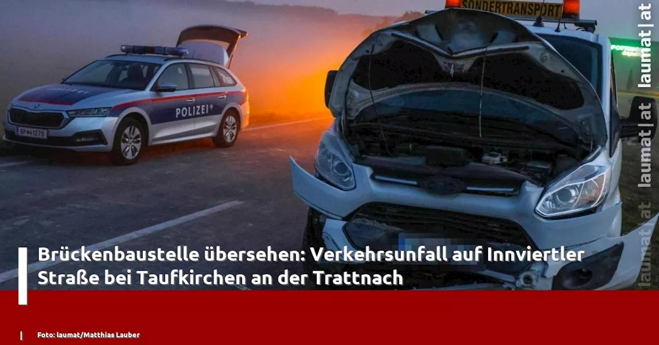 Brückenbaustelle übersehen: Verkehrsunfall auf Innviertler Straße bei Taufkirchen an der Trattnach