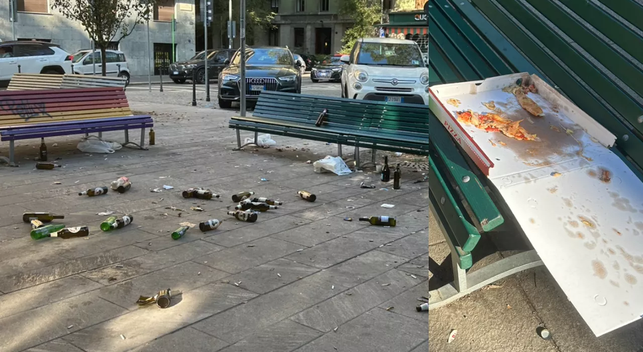 Milano, bivacchi e degrado a Porta Venezia: piazza Lavater come una discarica