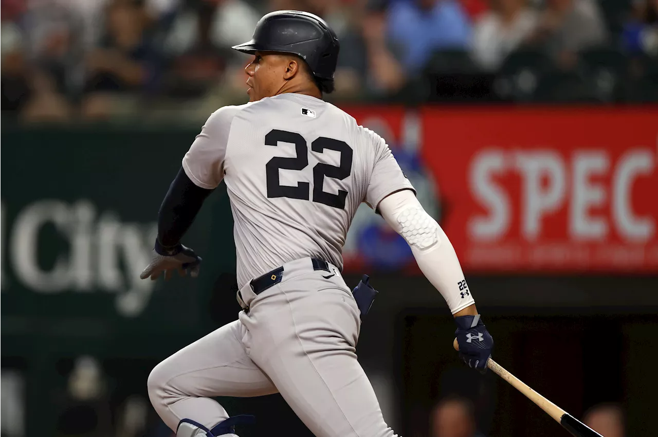 Stanton reaches 25 homers for 10th time and Cole exits with cramp as Yankees beat Texas