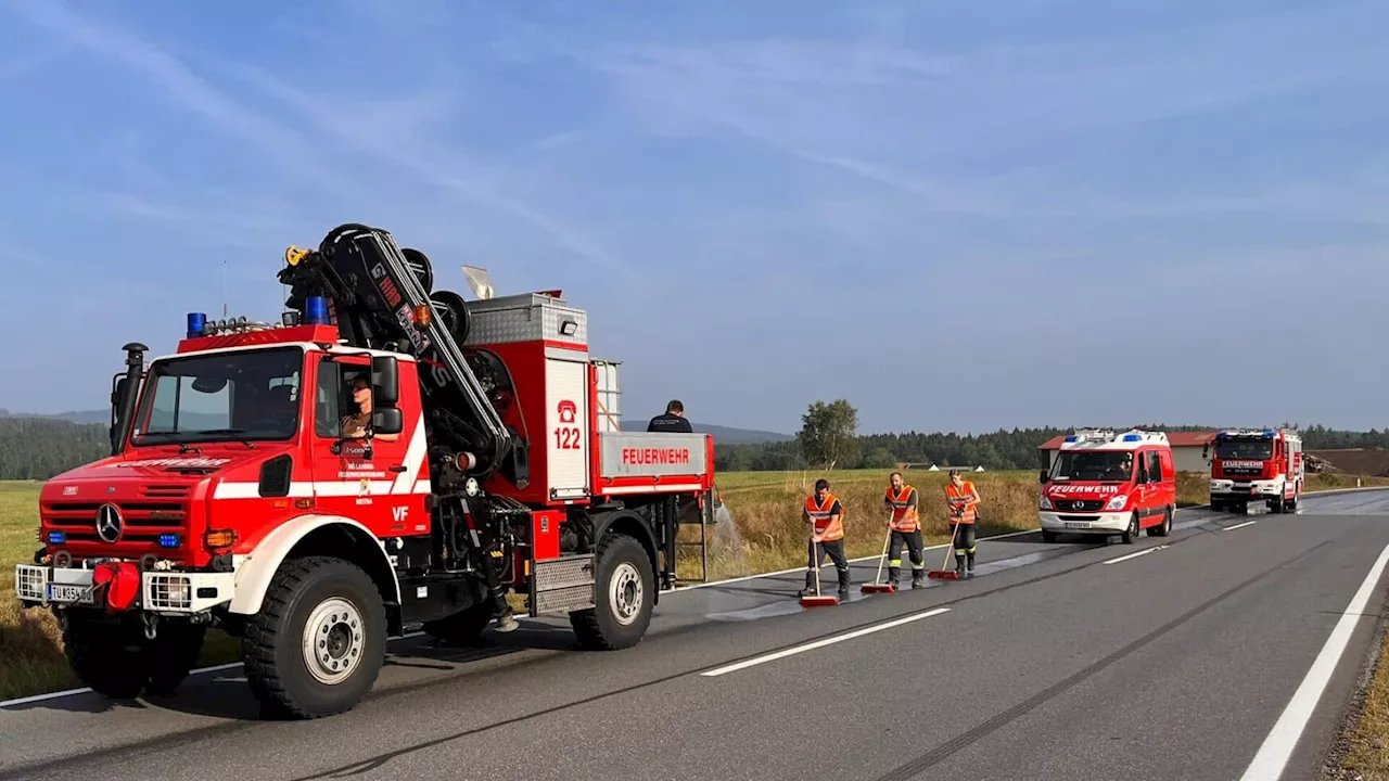 Lkw hinterließ sechs Kilometer lange Ölspur auf der B41