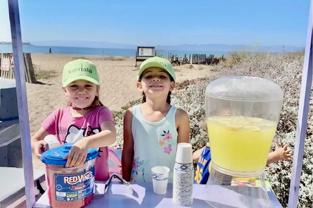 Alameda girls sell lemonade, Red Vines for Kamala Harris