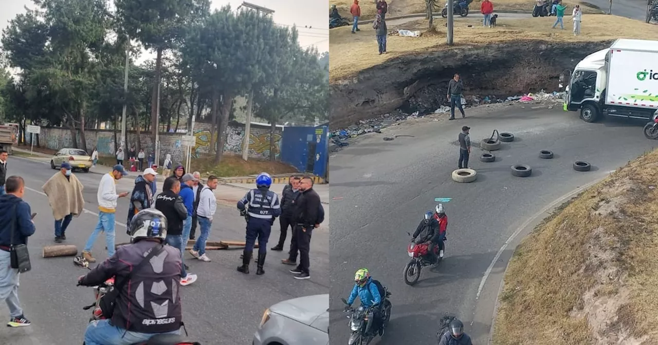 Paro Camionero afecta la carrera Séptima en Bogotá: Vía a la Calera también presenta bloqueos