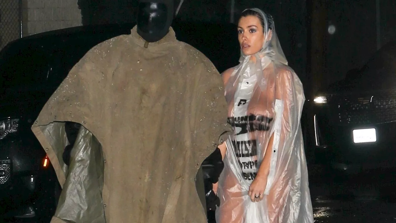 Bianca Censori poses completely NUDE under see-through raincoat in new pic alongside Kanye West...