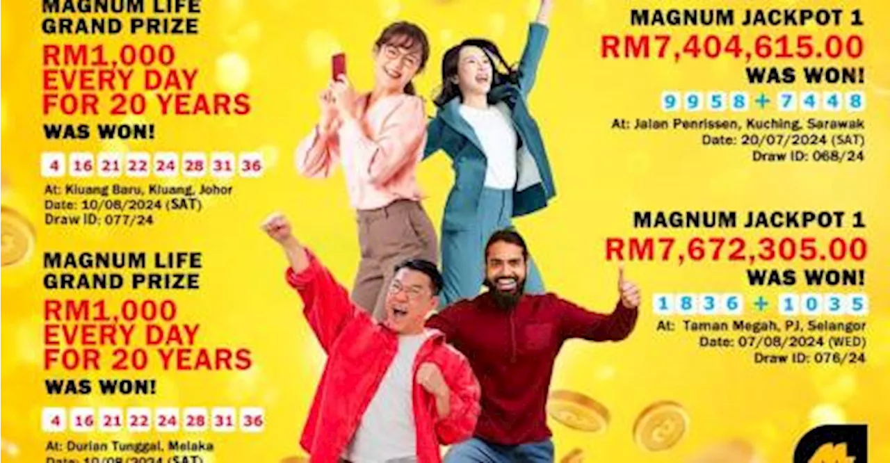 Four lucky Malaysians share RM30m Magnum 4D jackpot winnings