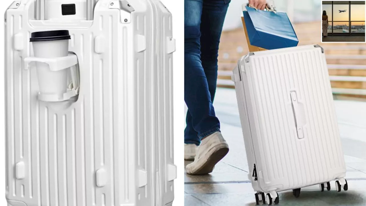 Incredible carry-on suitcase that features water bottle holder and USB charging port on sale for under $80