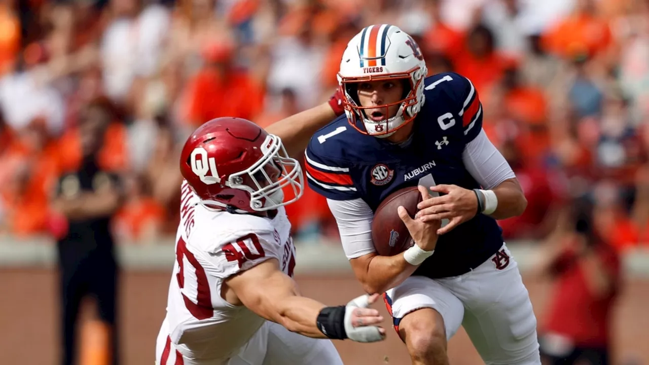 Which Auburn players had the highest and lowest Pro Football Focus grades vs. Oklahoma