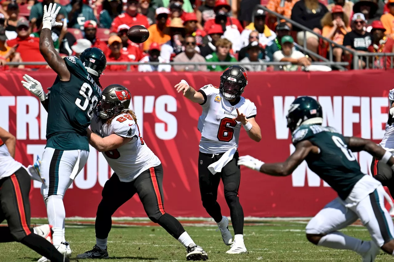 Baker Mayfield throws for 347 yards and accounts for 3 TDs to lead Buccaneers over Eagles, 33-16