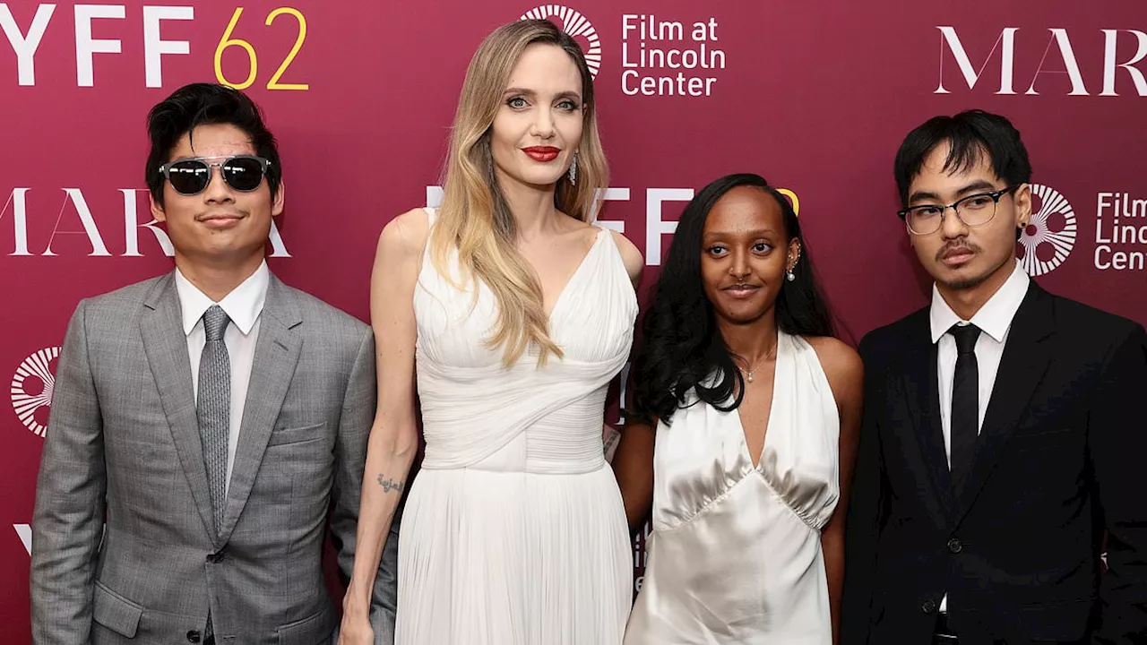 Angelina Jolie is joined by three of her children at Maria premiere