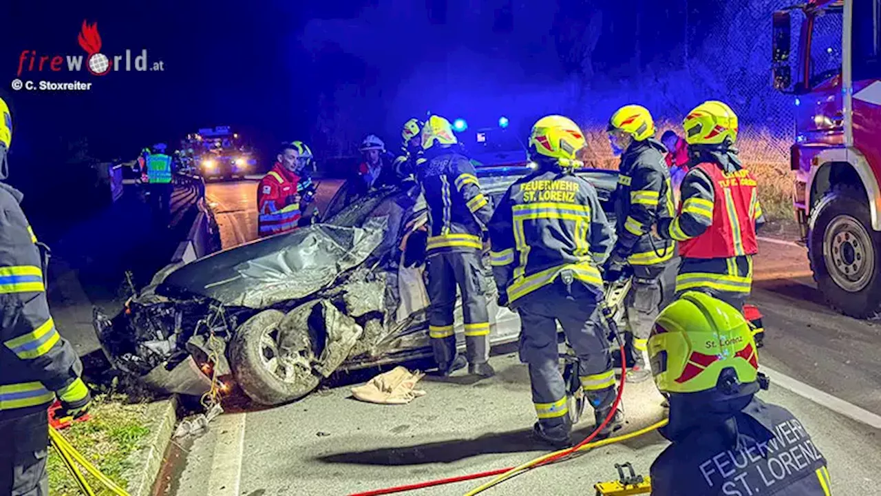 Schwere Unfalllage an der B154: Probefahrer mit Freunden eingeklemmt