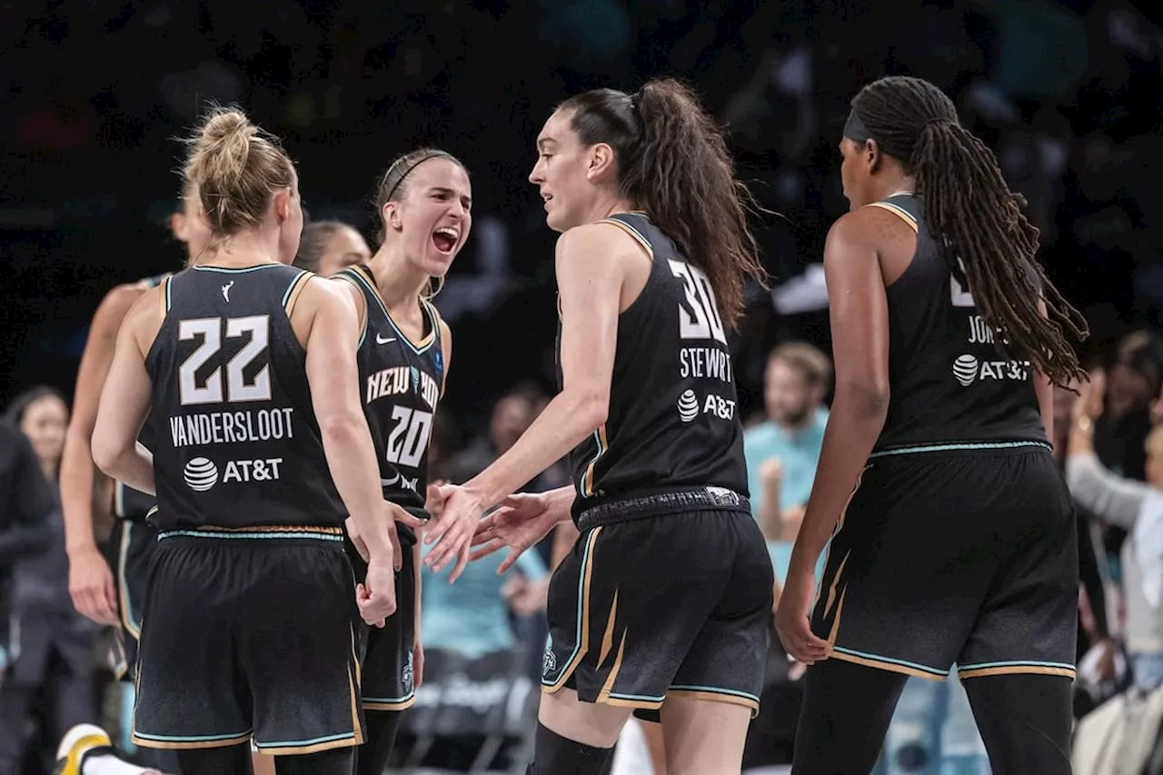 Breanna Stewart and Sabrina Ionescu lead New York Liberty to 87-77 Game 1 win over the Las Vegas Aces in semifinals