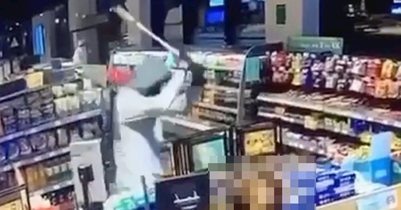 Teen taken to hospital after mask-wearing thug whacks him with hurl in shop