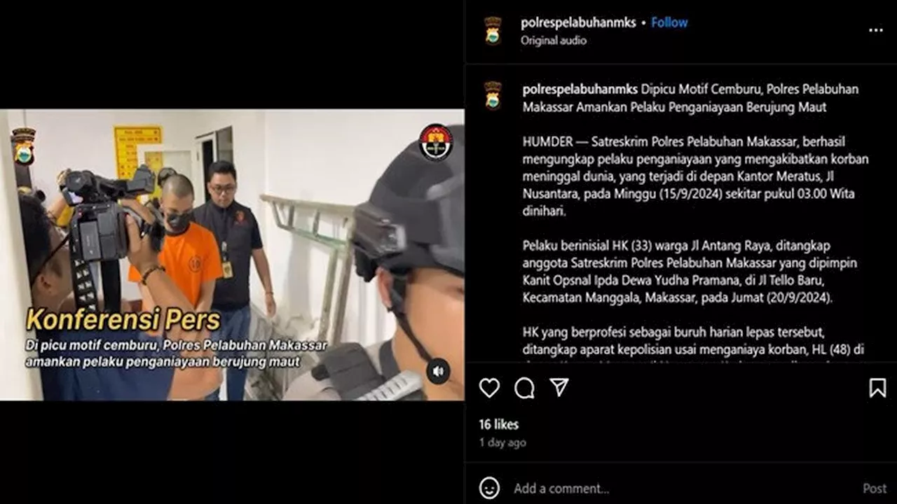 Tak Terima Kekasihnya Dilecehkan, Pria di Makassar Tinju Warga hingga Tewas