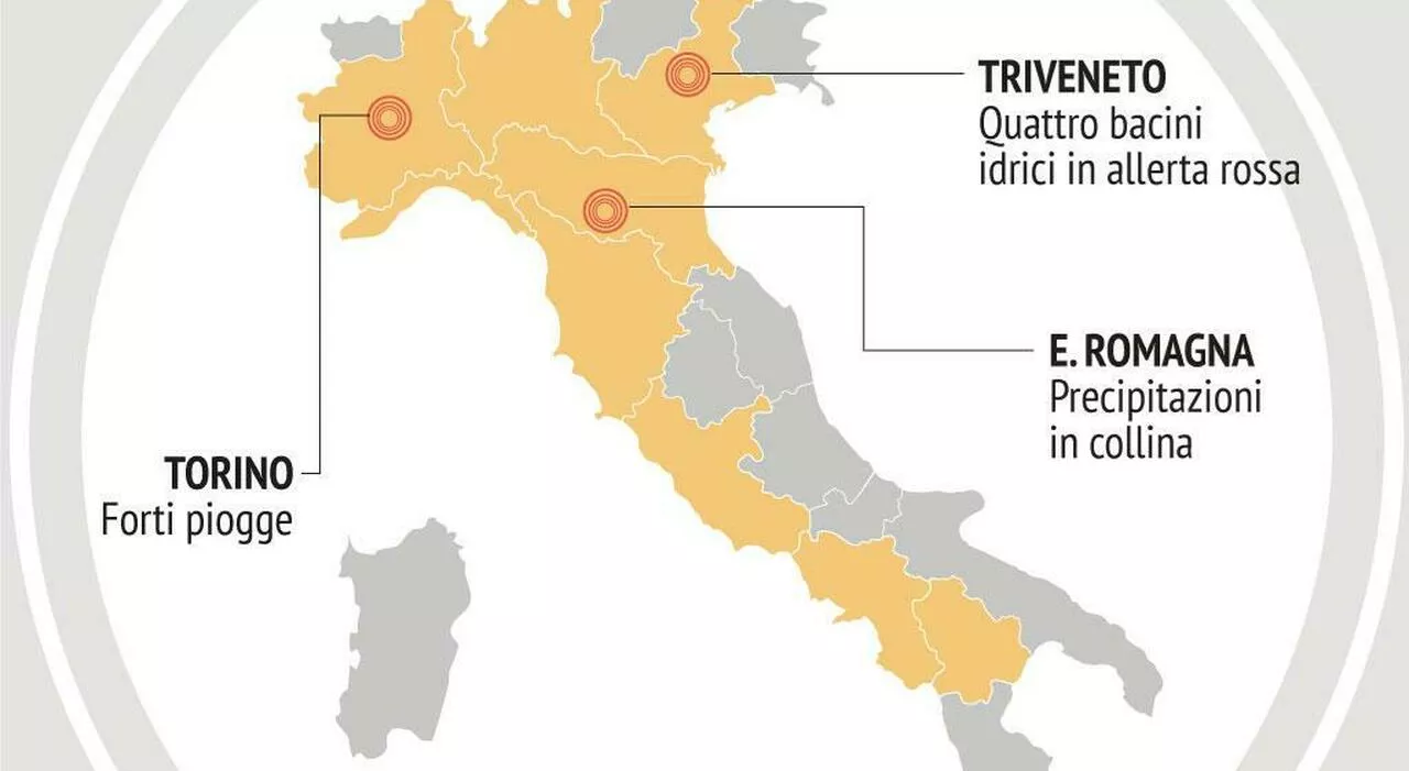 Maltempo, dove pioverà (e a che ora): allerta rossa in Veneto, arancione in 6 regioni. Previsti fenomeni estre