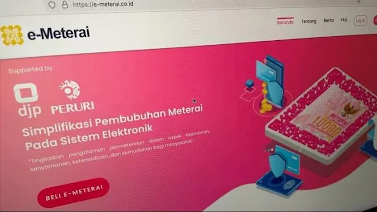 Peruri, BKN, dan Pos Indonesia Buka Suara soal Web E-Meterai Error