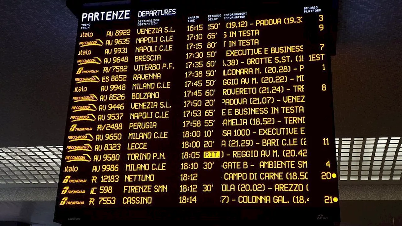 Treni Alta velocità bloccati tra Firenze e Bologna, forti ritardi