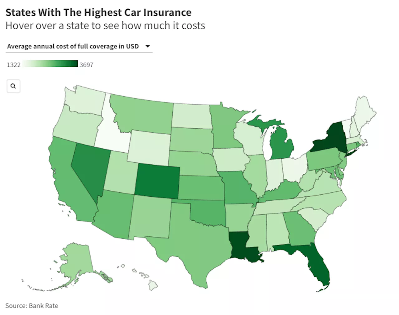 Map Shows States With Highest Car Insurance Rates