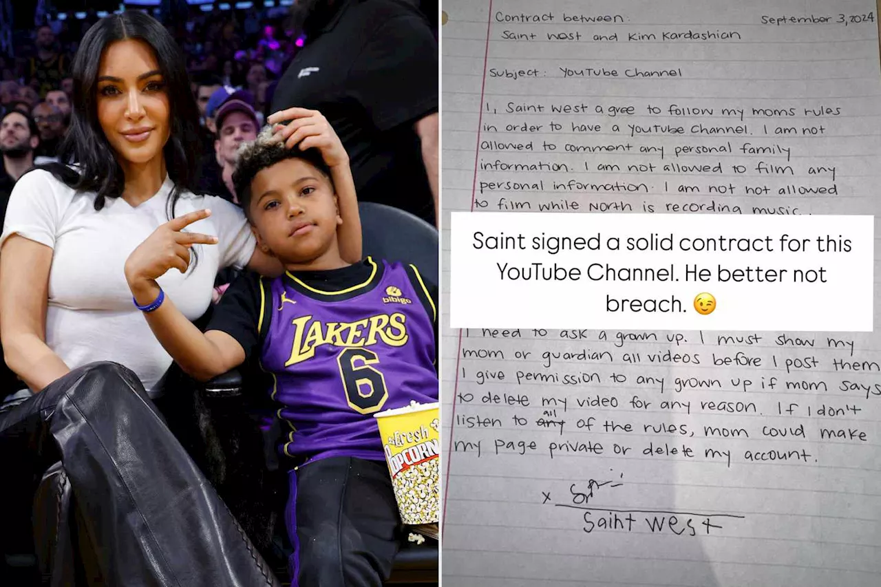 Kim Kardashian Shares Joke Contract as She Lets Son Saint, 8, Get His Own YouTube Channel