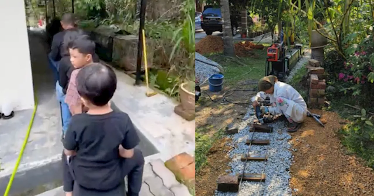 Pak Cik Kreatif Reka Kereta Api Di Kawasan Rumah, Rancang Mahu Beri Peluang Orang Naik