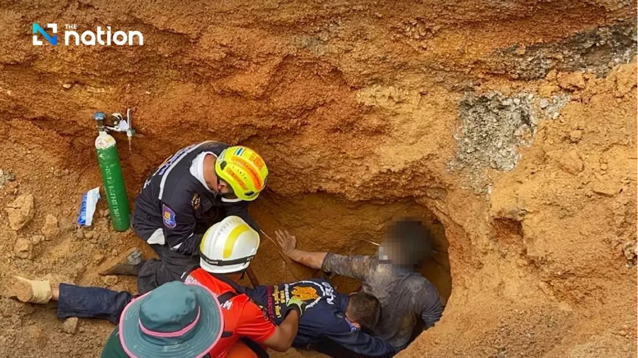 Cambodian worker rescued from landslide at Pattaya construction site