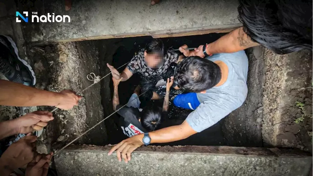 Thailand's Samut Sakhon native survives terrifying fall down manhole