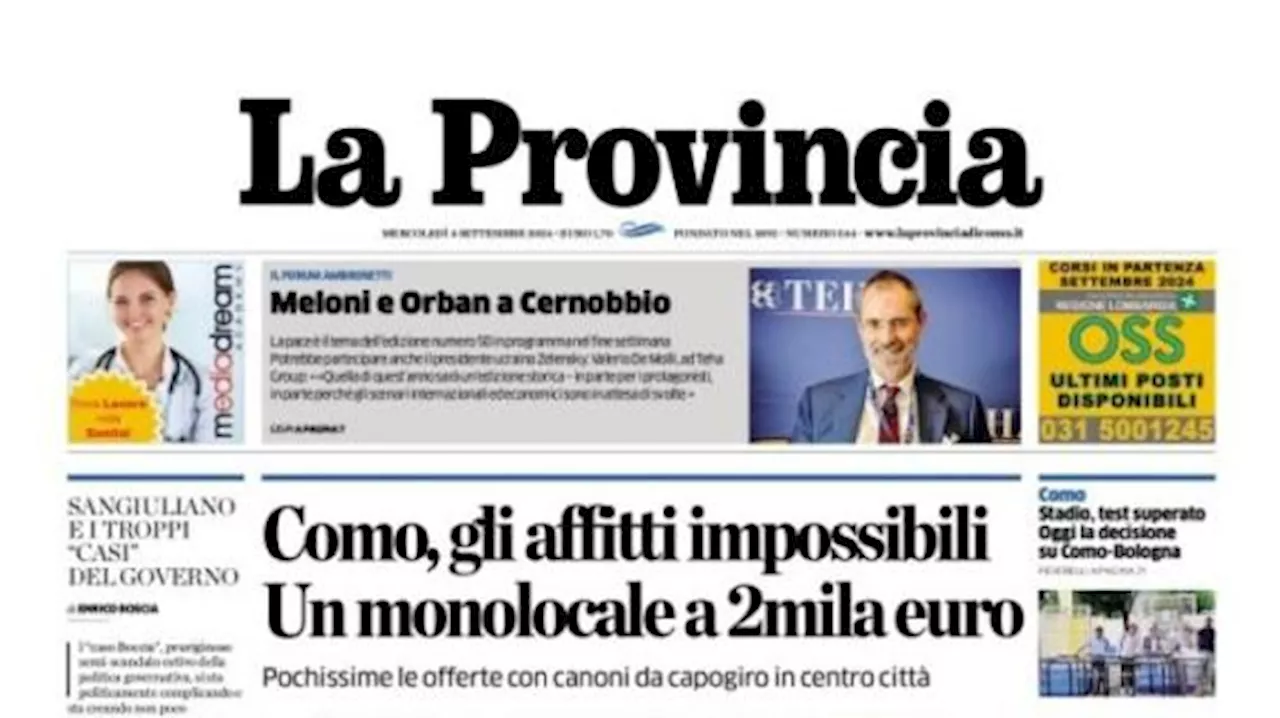 La Provincia di Como titola: 'Minacce a Cutrone, l'affetto dei tifosi: forza Patrick'