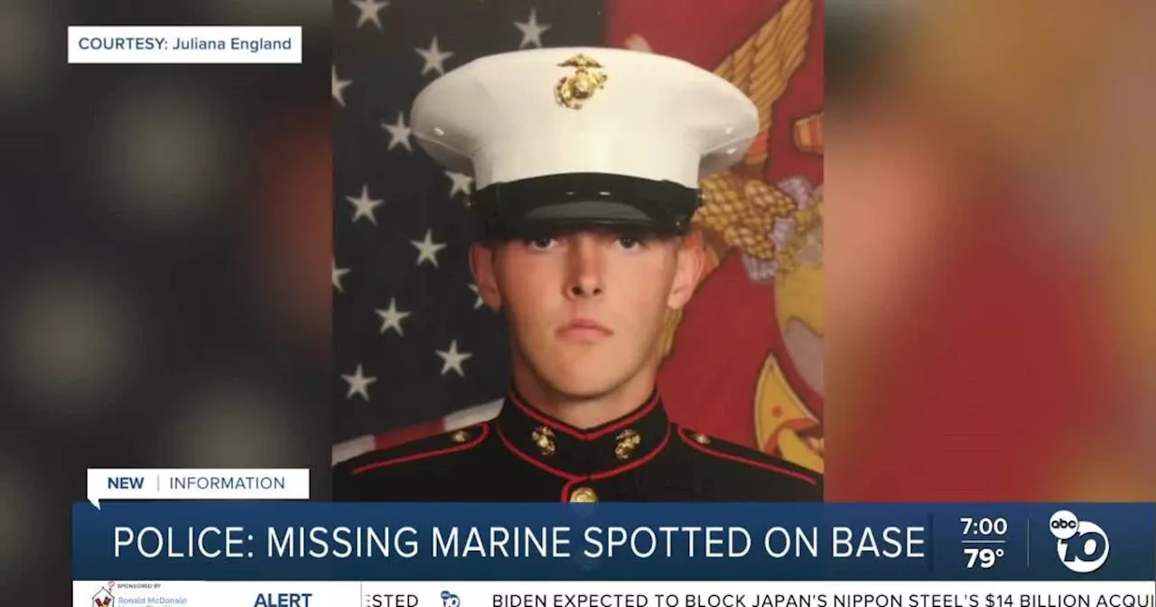 Missing Camp Pendleton Marine alive, spotted on base, police say