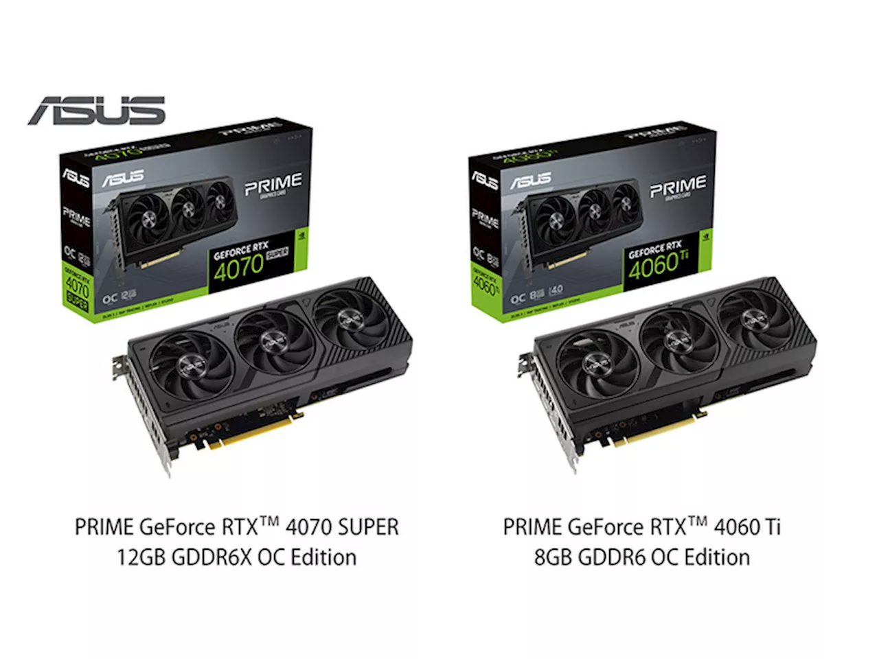 ASUS、新ビデオカード「PRIME-RTX4070S-O12G」「PRIME-RTX4060TI-O8G」発表